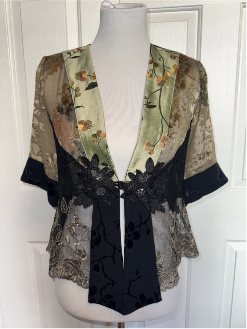 Vintage Spencer Alexis Silk Blend Patchwork Lace Top Fairy Whimsigoth S Petite